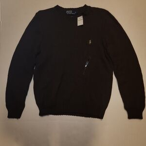 NWT Vintage Deadstock Polo Ralph Lauren Dark Brown 100% Cotton Sweater Small S